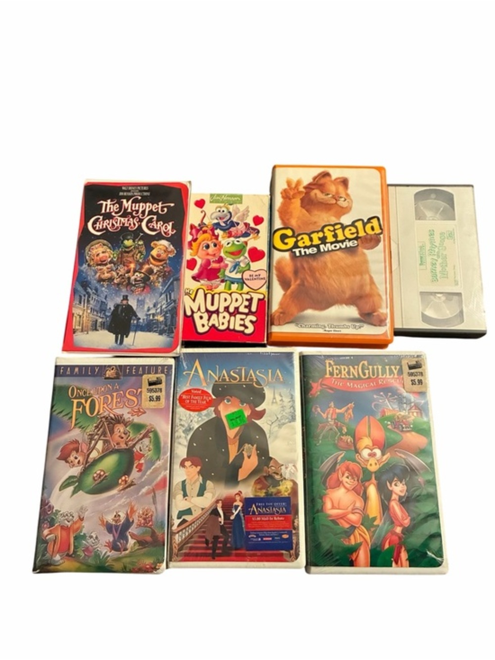 Vintage Used & Sealed VHS Tape Kids Lot Muppets Garfield Barney Anastasia